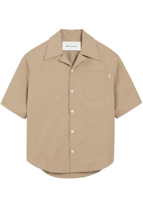 camp collar wide ss shirt man beige AMI PARIS | USH811.CO0214A036
